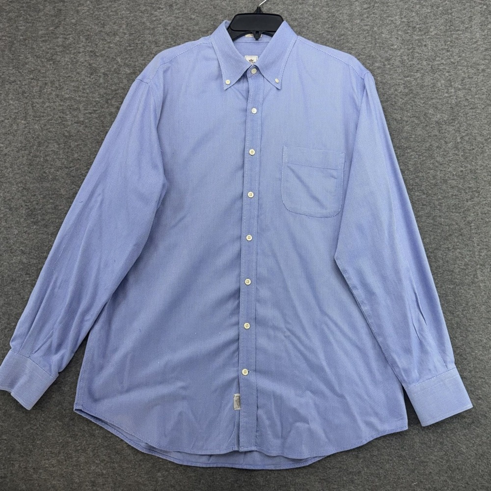 Peter Millar Mens L Blue Nanoluxe Easy Care Cotton LS Button Up Dress Shirt